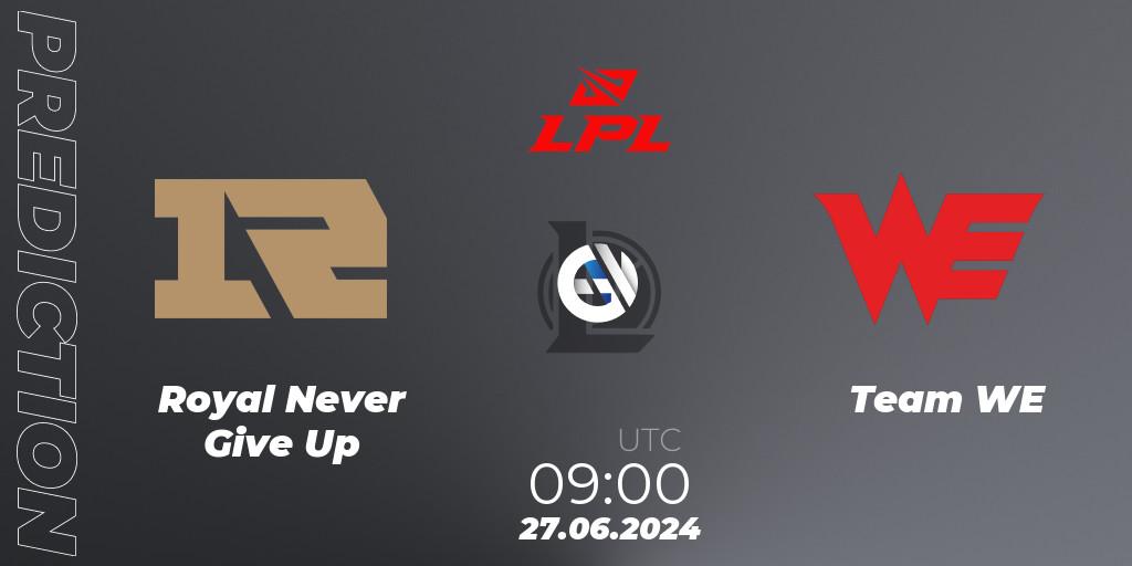 Royal Never Give Up - Team WE: прогноз. 27.06.2024 at 09:00, LoL, LPL 2024 Summer - Group Stage