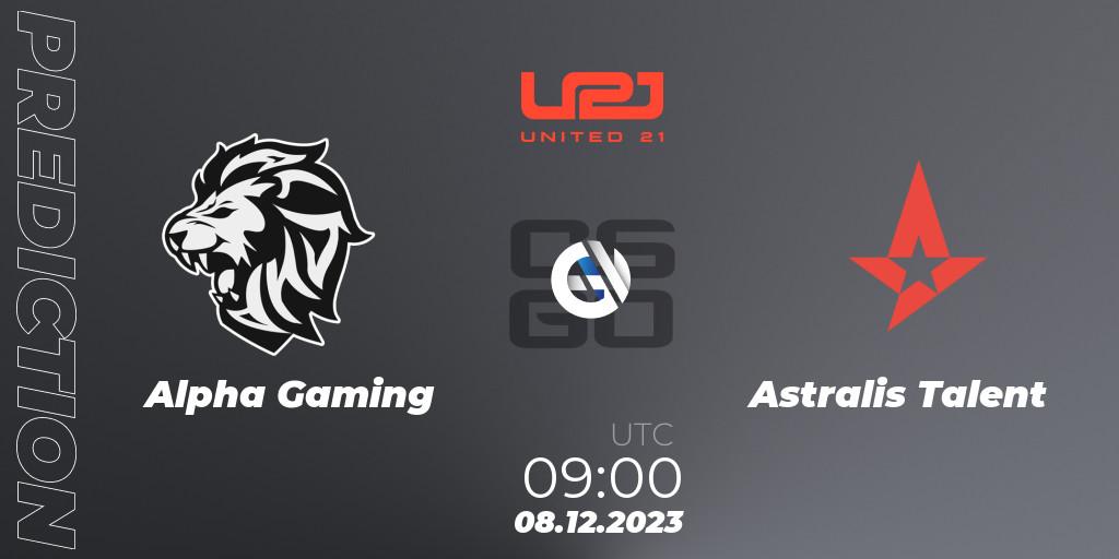 Alpha Gaming - Astralis Talent: прогноз. 08.12.2023 at 09:00, Counter-Strike (CS2), United21 Season 9