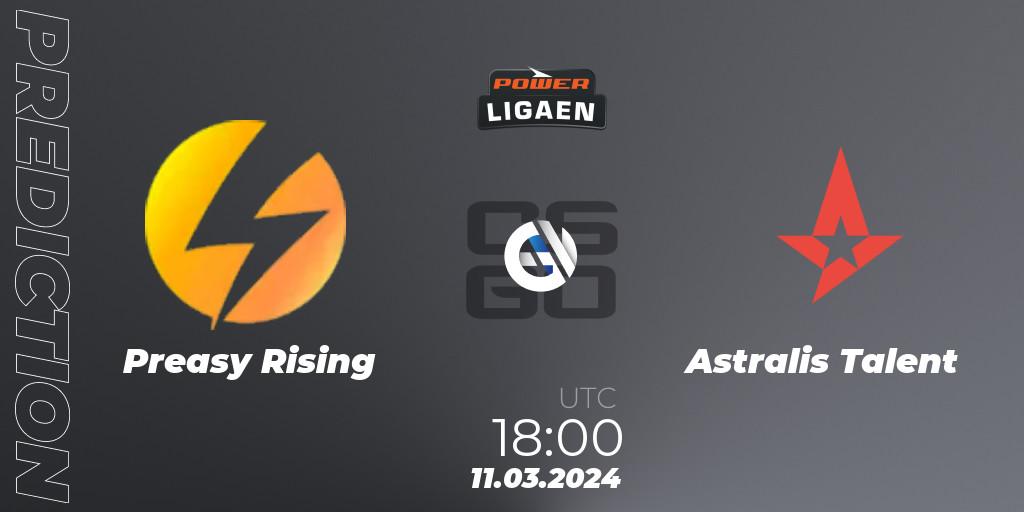 Preasy Rising - Astralis Talent: прогноз. 11.03.24, CS2 (CS:GO), Dust2.dk Ligaen Season 25