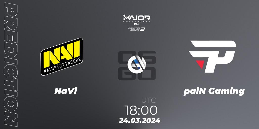 NaVi - paiN Gaming: прогноз. 24.03.2024 at 18:00, Counter-Strike (CS2), PGL CS2 Major Copenhagen 2024