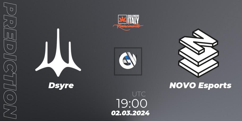 Dsyre - NOVO Esports: прогноз. 02.03.2024 at 19:00, VALORANT, VALORANT Challengers 2024 Italy: Rinascimento Split 1