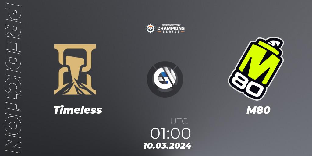 Timeless - M80: прогноз. 10.03.2024 at 01:00, Overwatch, Overwatch Champions Series 2024 - North America Stage 1 Group Stage