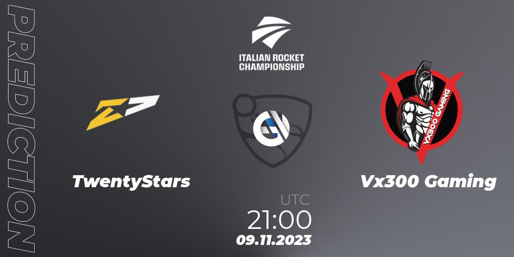 TwentyStars - Vx300 Gaming: прогноз. 09.11.2023 at 21:00, Rocket League, Italian Rocket Championship Season 11Serie A Relegation