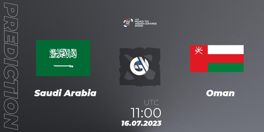 Saudi Arabia - Oman: прогноз. 16.07.2023 at 11:40, Dota 2, 2022 AESF Road to Asian Games - West Asia