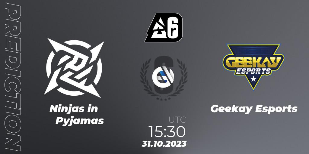 Ninjas in Pyjamas - Geekay Esports: прогноз. 31.10.2023 at 15:30, Rainbow Six, BLAST Major USA 2023