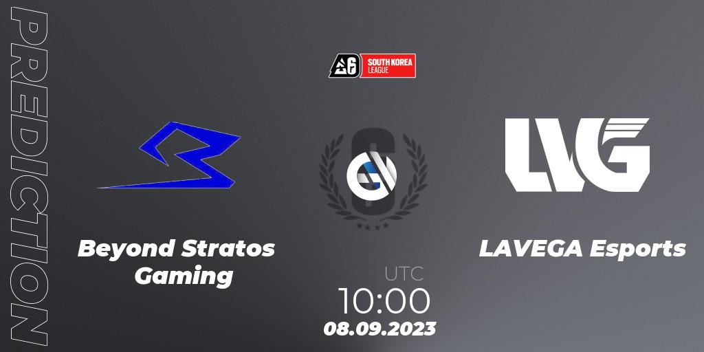 Beyond Stratos Gaming - LAVEGA Esports: прогноз. 08.09.2023 at 10:00, Rainbow Six, South Korea League 2023 - Stage 2