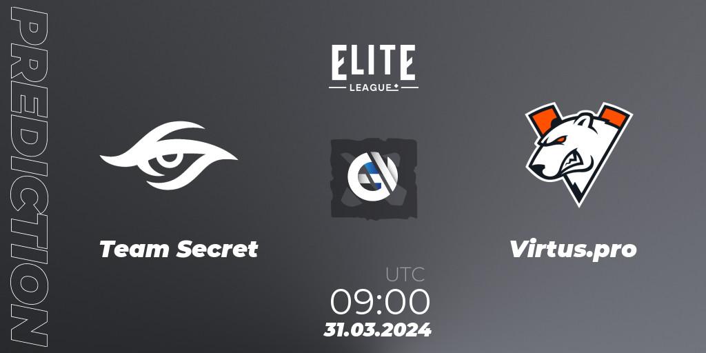 Team Secret - Virtus.pro: прогноз. 31.03.2024 at 09:00, Dota 2, Elite League: Swiss Stage