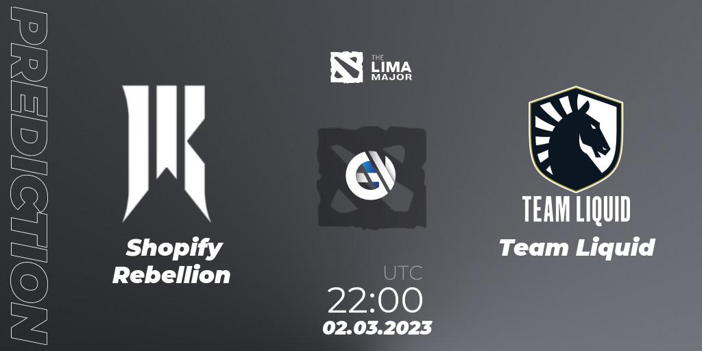 Shopify Rebellion - Team Liquid: прогноз. 02.03.2023 at 21:22, Dota 2, The Lima Major 2023