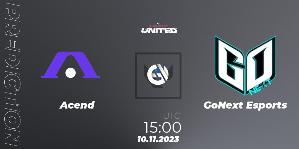 Acend - GoNext Esports: прогноз. 10.11.2023 at 15:00, VALORANT, VALORANT East: United: Season 2: Stage 3 - Finals