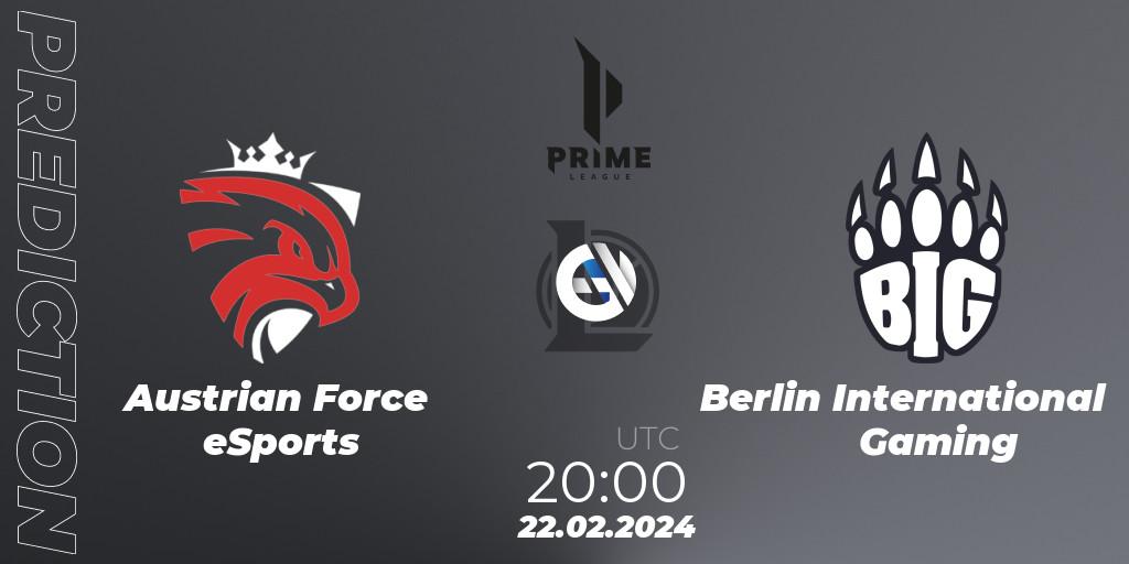 Austrian Force eSports - Berlin International Gaming: прогноз. 24.01.2024 at 18:00, LoL, Prime League Spring 2024 - Group Stage