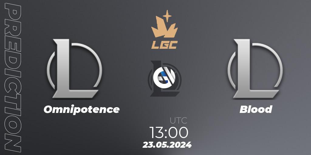Omnipotence - Blood: прогноз. 24.05.2024 at 16:00, LoL, Legend Cup 2024