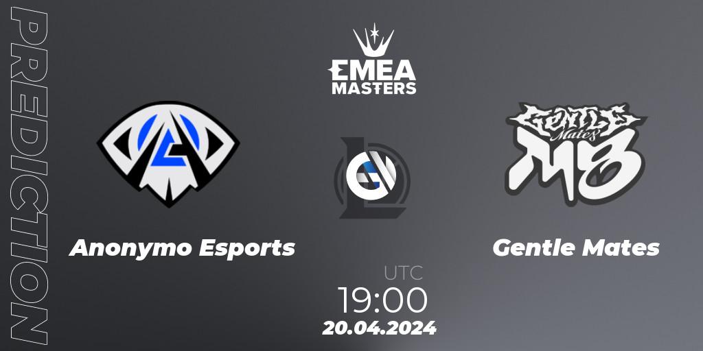 Anonymo Esports - Gentle Mates: прогноз. 20.04.2024 at 19:00, LoL, EMEA Masters Spring 2024 - Group Stage
