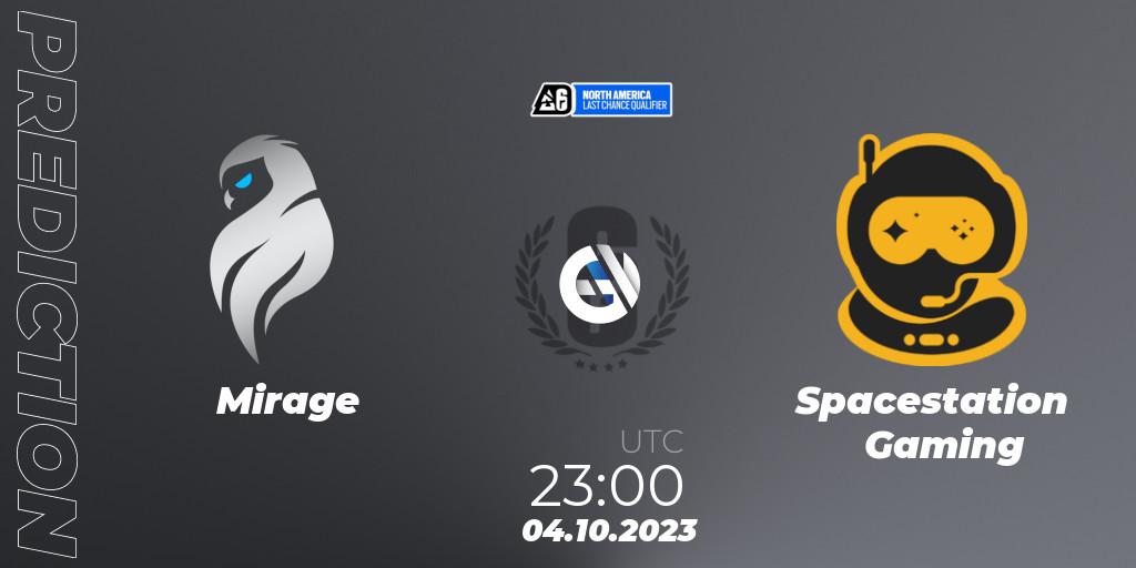 Mirage - Spacestation Gaming: прогноз. 04.10.2023 at 23:00, Rainbow Six, North America League 2023 - Stage 2 - Last Chance Qualifier