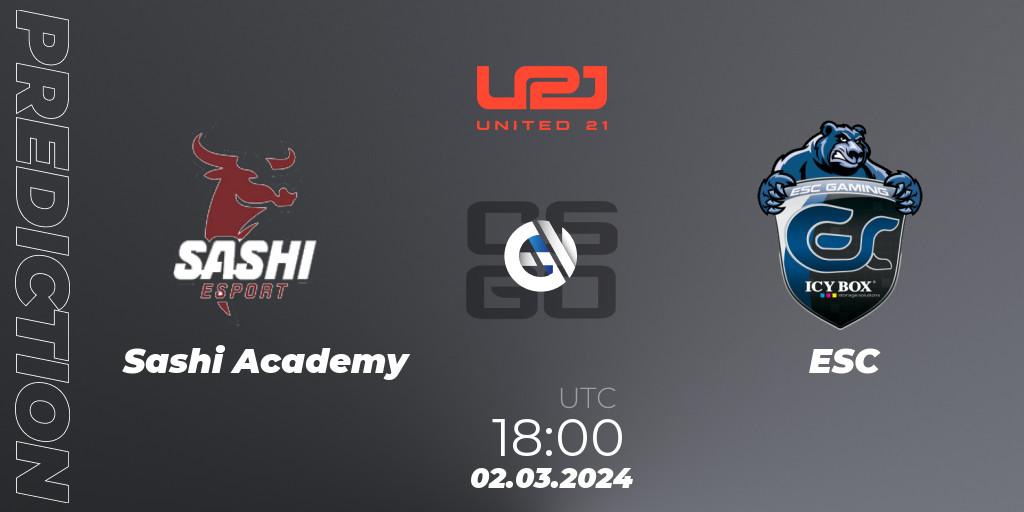 Sashi Academy - ESC: прогноз. 02.03.24, CS2 (CS:GO), United21 Season 11: Division 2