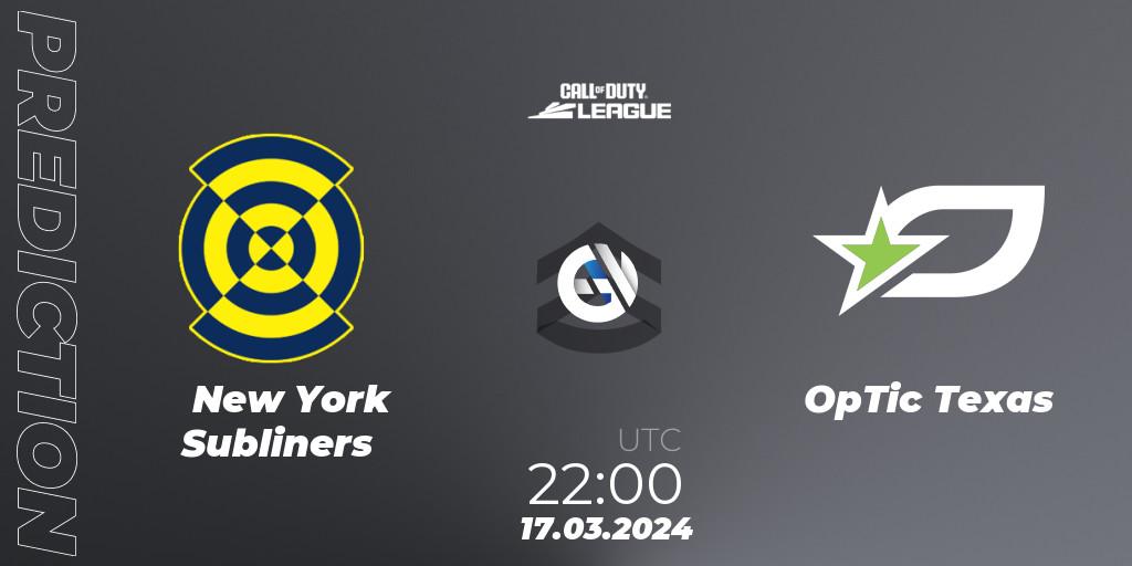 New York Subliners - OpTic Texas: прогноз. 17.03.2024 at 22:00, Call of Duty, Call of Duty League 2024: Stage 2 Major Qualifiers