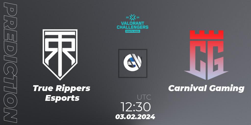 True Rippers Esports - Carnival Gaming: прогноз. 03.02.2024 at 13:00, VALORANT, VALORANT Challengers 2024: South Asia Split 1 - Cup 1