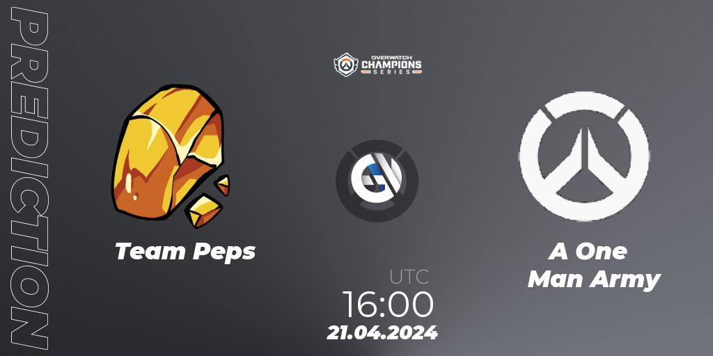 Team Peps - A One Man Army: прогноз. 21.04.2024 at 16:00, Overwatch, Overwatch Champions Series 2024 - EMEA Stage 2 Group Stage
