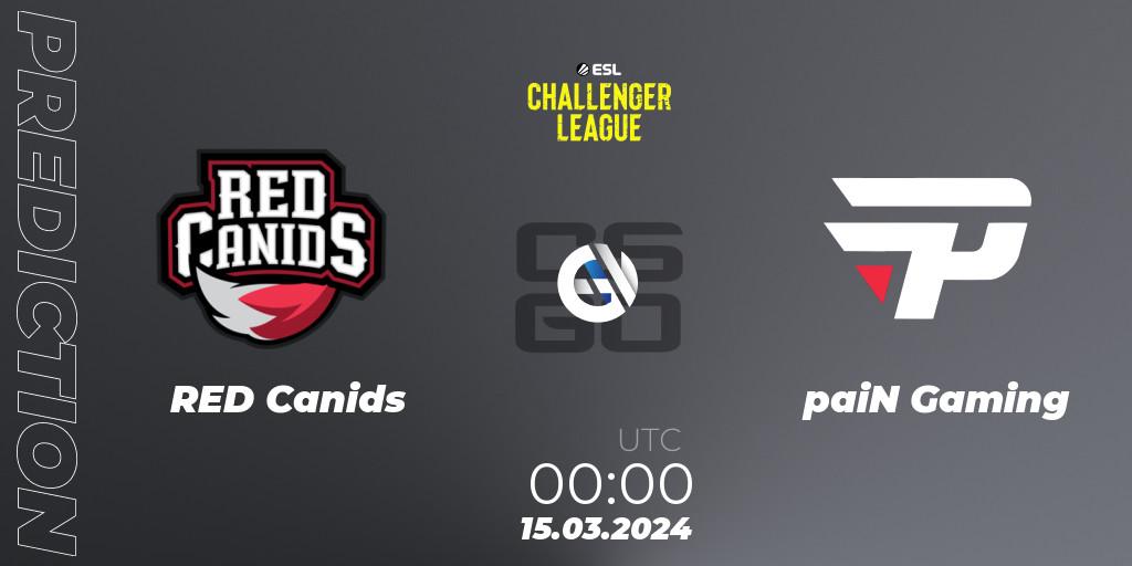 RED Canids - paiN Gaming: прогноз. 09.05.2024 at 00:00, Counter-Strike (CS2), ESL Challenger League Season 47: South America