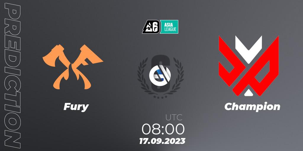 Fury - Champion: прогноз. 17.09.2023 at 08:00, Rainbow Six, SEA League 2023 - Stage 2
