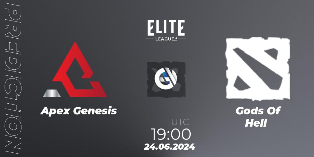 Apex Genesis - Gods Of Hell: прогноз. 24.06.2024 at 19:00, Dota 2, Elite League Season 2: North America Closed Qualifier