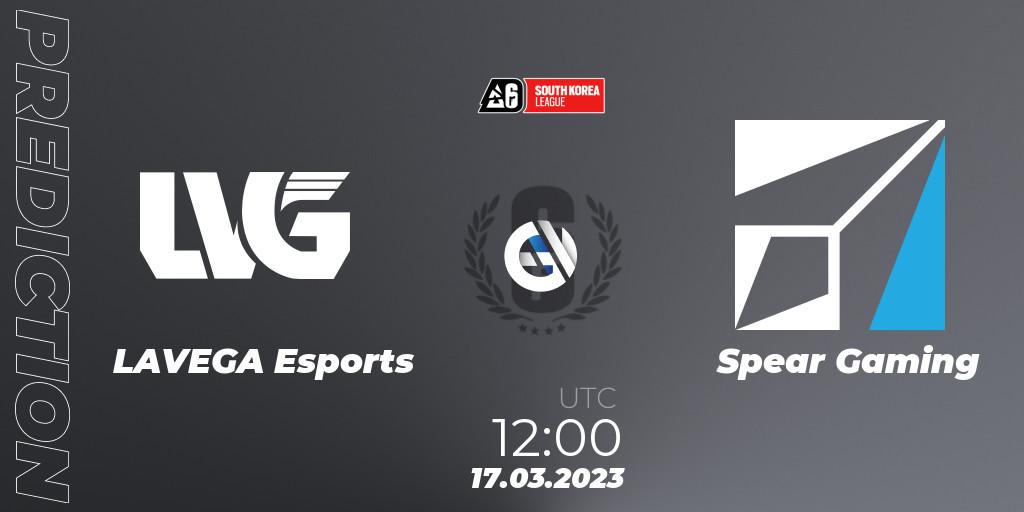 LAVEGA Esports - Spear Gaming: прогноз. 17.03.2023 at 12:00, Rainbow Six, South Korea League 2023 - Stage 1