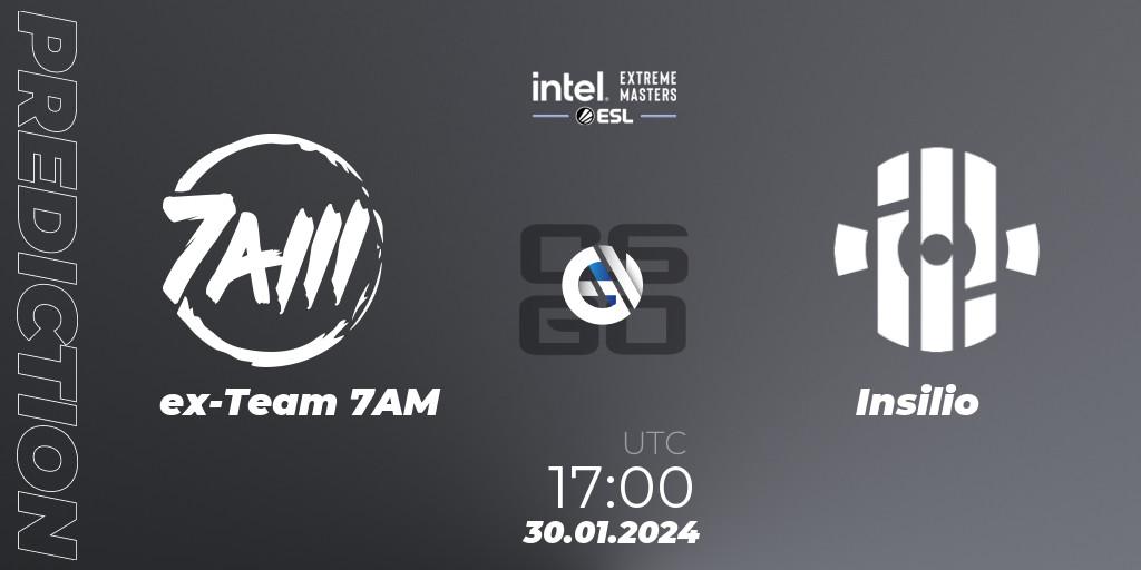 ex-Team 7AM - Insilio: прогноз. 30.01.2024 at 17:00, Counter-Strike (CS2), Intel Extreme Masters China 2024: European Open Qualifier #2