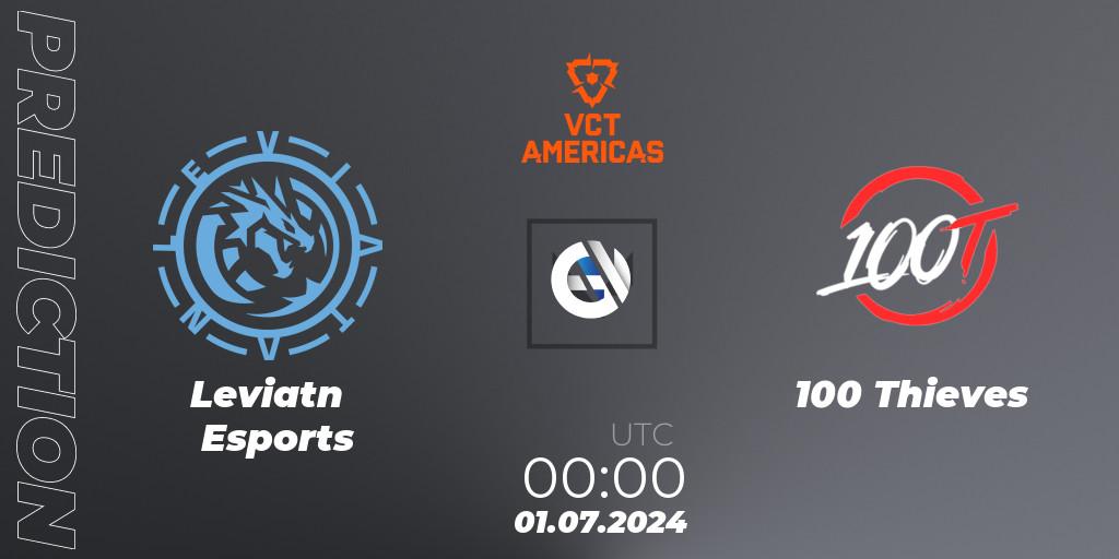 Leviatán Esports - 100 Thieves: прогноз. 01.07.2024 at 00:00, VALORANT, VALORANT Champions Tour 2024: Americas League - Stage 2 - Group Stage