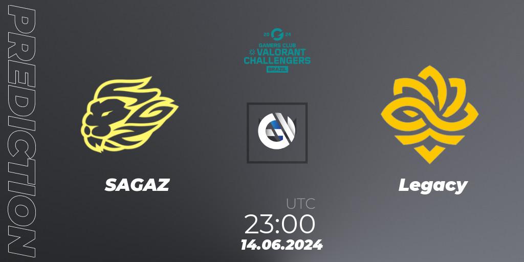 SAGAZ - Legacy: прогноз. 14.06.2024 at 23:00, VALORANT, VALORANT Challengers 2024 Brazil: Split 2