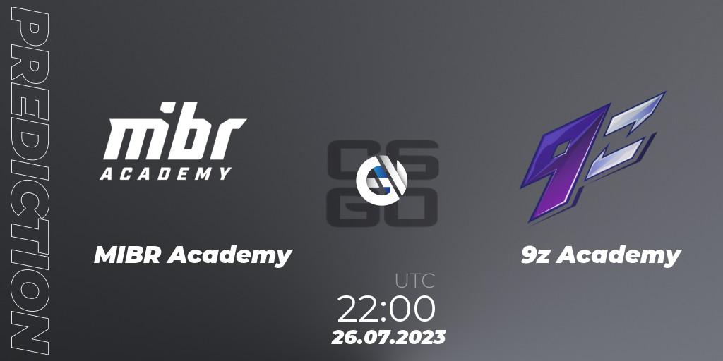 MIBR Academy - 9z Academy: прогноз. 26.07.2023 at 22:00, Counter-Strike (CS2), Gamers Club Liga Série A: July 2023