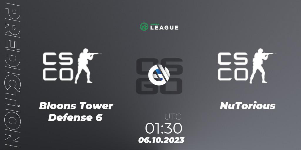 Bloons Tower Defense 6 - NuTorious: прогноз. 06.10.2023 at 01:30, Counter-Strike (CS2), ESEA Season 46: Main Division - North America