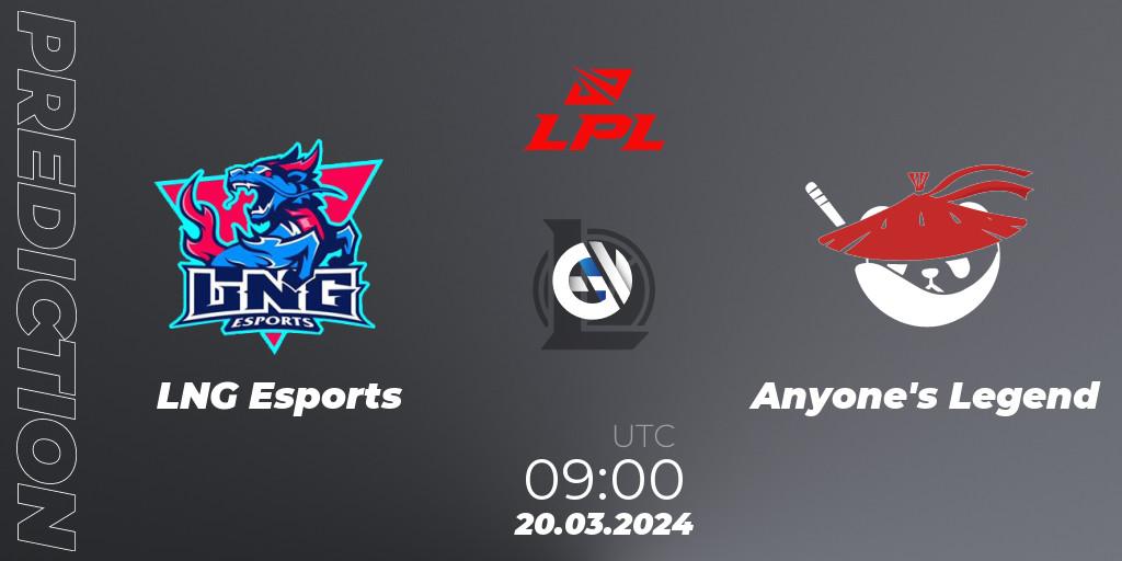 LNG Esports - Anyone's Legend: прогноз. 20.03.2024 at 09:00, LoL, LPL Spring 2024 - Group Stage