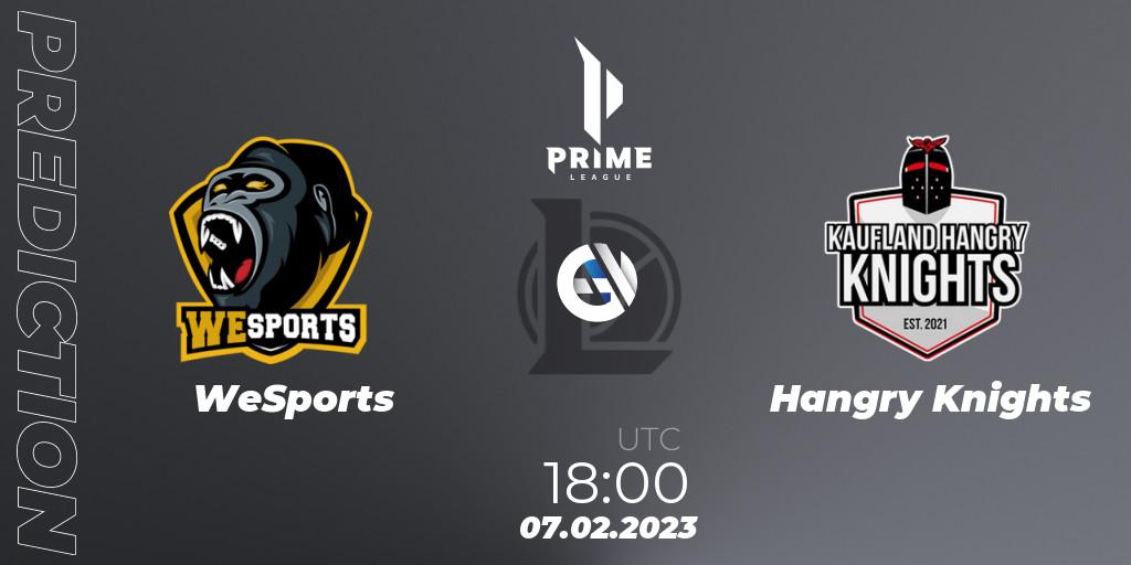 WeSports - Hangry Knights: прогноз. 07.02.2023 at 18:00, LoL, Prime League 2nd Division Spring 2023 - Group Stage