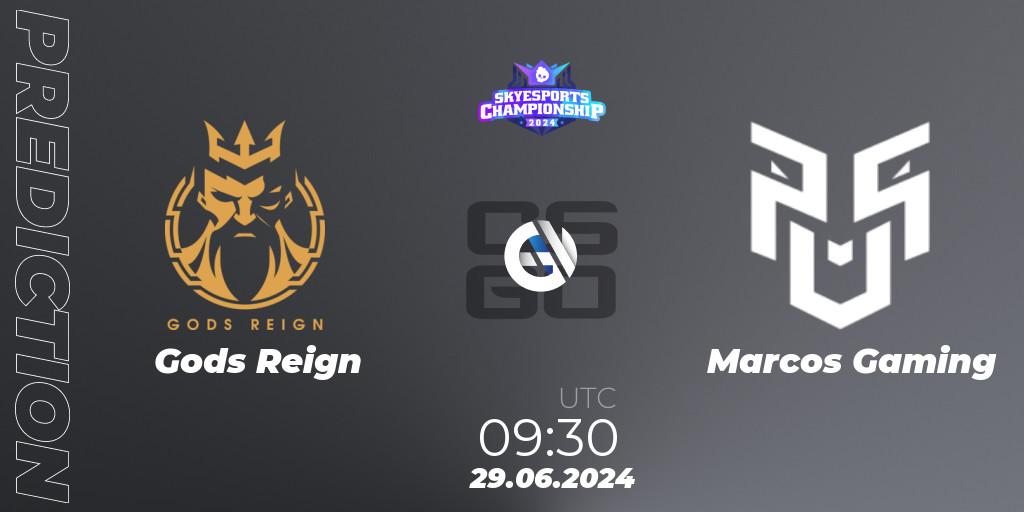 Gods Reign - Marcos Gaming: прогноз. 29.06.2024 at 09:30, Counter-Strike (CS2), Skyesports Championship 2024: Indian Qualifier