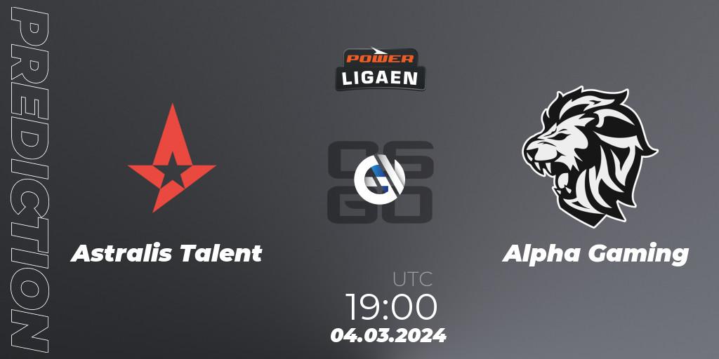 Astralis Talent - Alpha Gaming: прогноз. 06.03.2024 at 19:00, Counter-Strike (CS2), Dust2.dk Ligaen Season 25