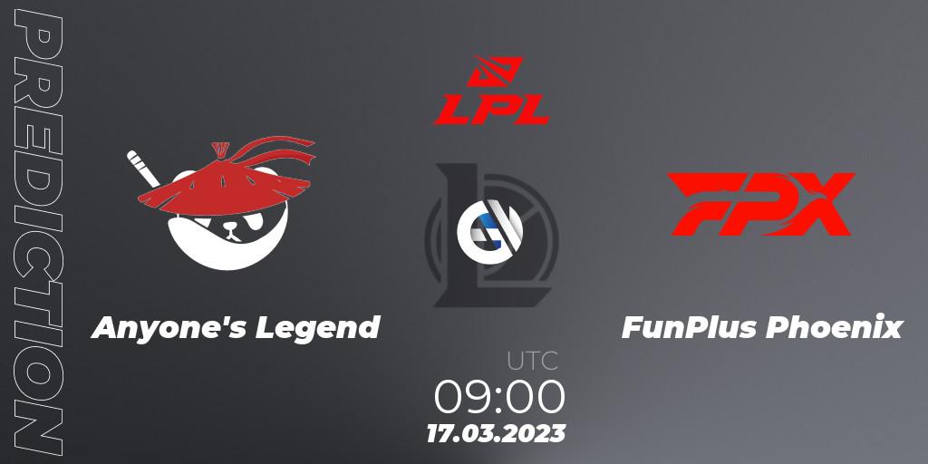Anyone's Legend - FunPlus Phoenix: прогноз. 17.03.23, LoL, LPL Spring 2023 - Group Stage