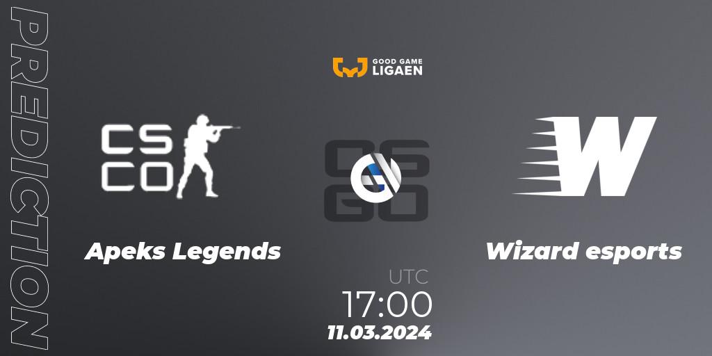 Apeks Legends - Wizard esports: прогноз. 11.03.24, CS2 (CS:GO), Good Game-ligaen Spring 2024