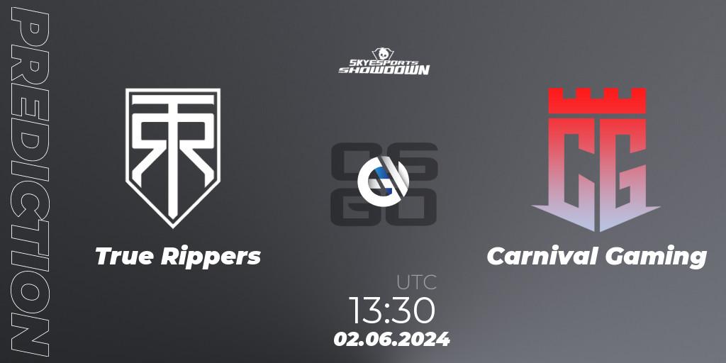 True Rippers - Carnival Gaming: прогноз. 02.06.2024 at 13:30, Counter-Strike (CS2), Skyesports Showdown 2024