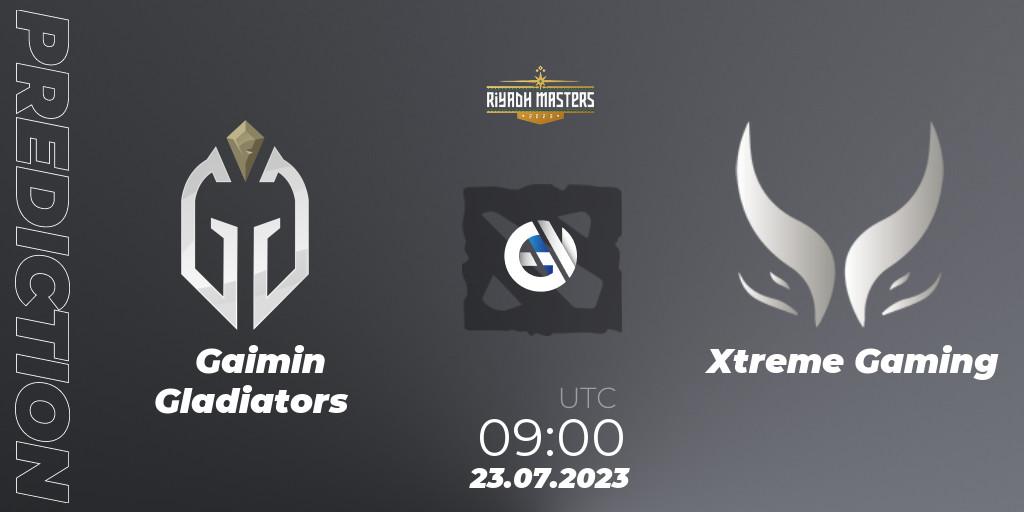 Gaimin Gladiators - Xtreme Gaming: прогноз. 23.07.2023 at 09:04, Dota 2, Riyadh Masters 2023 - Group Stage