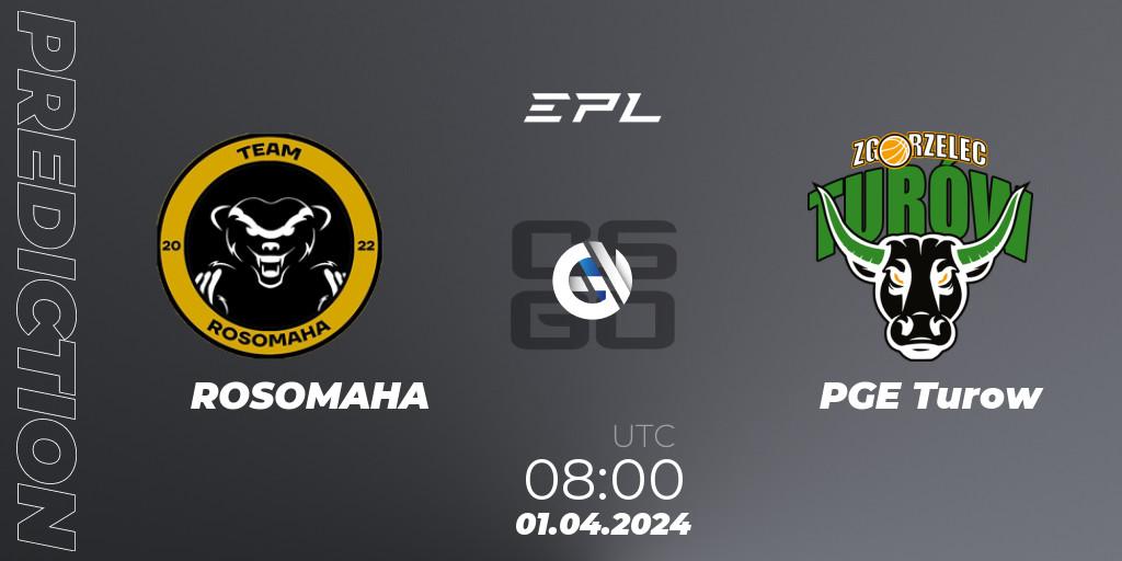 ROSOMAHA - PGE Turow: прогноз. 01.04.24, CS2 (CS:GO), European Pro League Season 16: Division 2