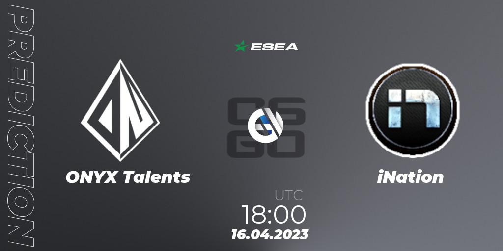 ONYX Talents - iNation: прогноз. 19.04.2023 at 19:00, Counter-Strike (CS2), ESEA Season 45: Advanced Division - Europe