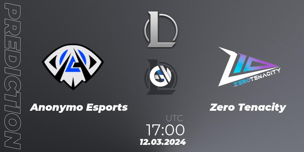 Anonymo Esports - Zero Tenacity: прогноз. 12.03.2024 at 17:00, LoL, Ultraliga S11