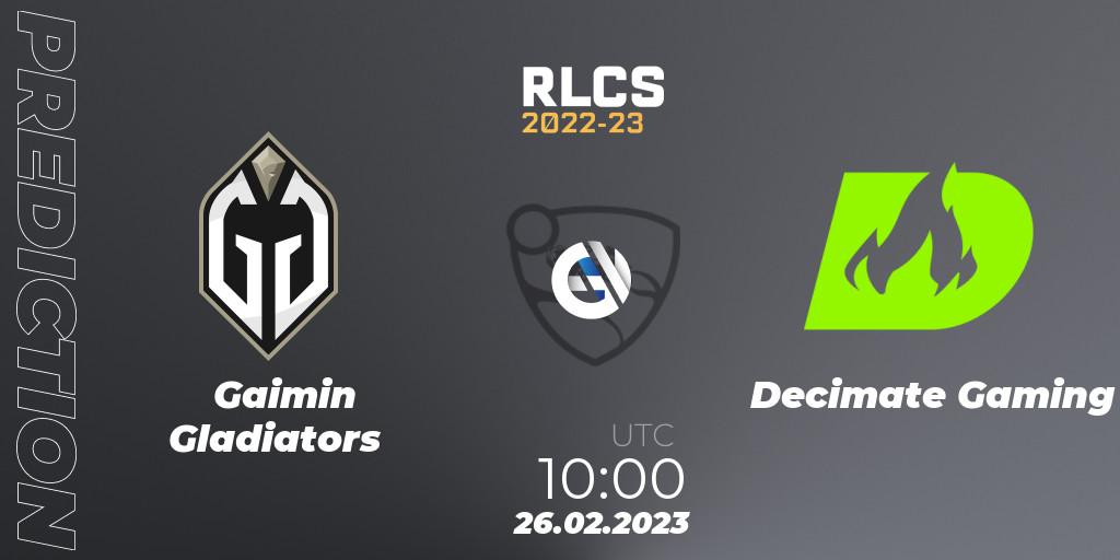 Gaimin Gladiators - Decimate Gaming: прогноз. 26.02.2023 at 10:00, Rocket League, RLCS 2022-23 - Winter: Asia-Pacific Regional 3 - Winter Invitational