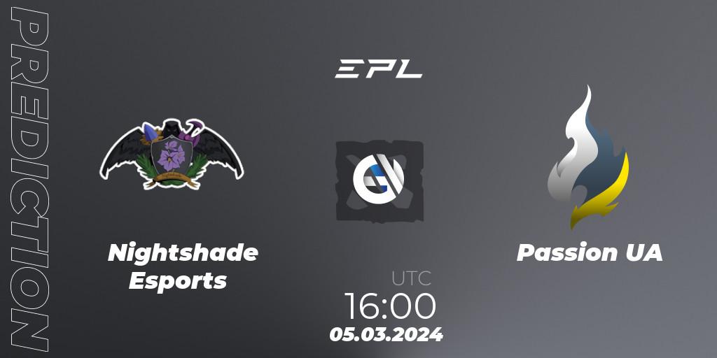 Nightshade Esports - Passion UA: прогноз. 05.03.2024 at 16:01, Dota 2, European Pro League Season 17: Division 2