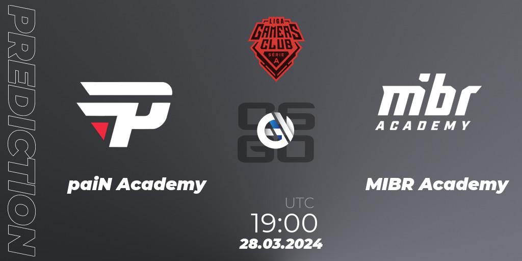 paiN Academy - MIBR Academy: прогноз. 28.03.2024 at 19:00, Counter-Strike (CS2), Gamers Club Liga Série A: March 2024