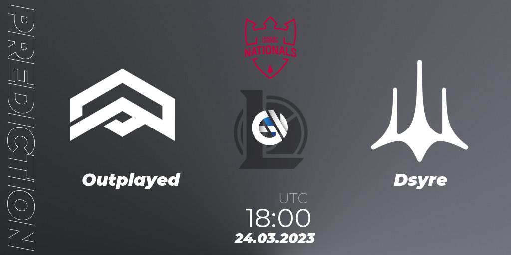 Outplayed - Dsyre: прогноз. 24.03.2023 at 18:00, LoL, PG Nationals Spring 2023 - Playoffs