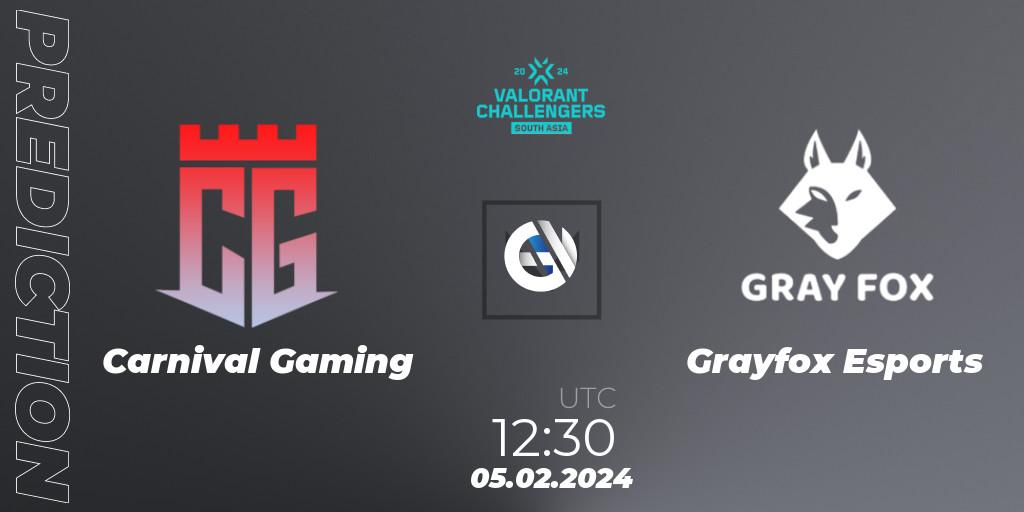 Carnival Gaming - Grayfox Esports: прогноз. 05.02.24, VALORANT, VALORANT Challengers 2024: South Asia Split 1 - Cup 1