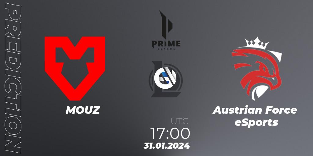 MOUZ - Austrian Force eSports: прогноз. 31.01.2024 at 17:00, LoL, Prime League Spring 2024 - Group Stage