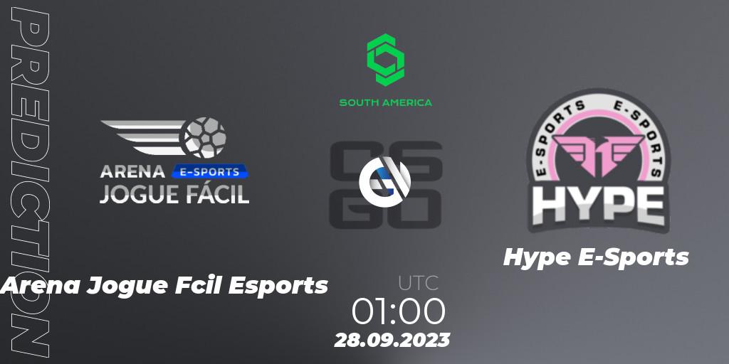  Arena Jogue Fácil Esports - Hype E-Sports: прогноз. 28.09.2023 at 01:00, Counter-Strike (CS2), CCT South America Series #12: Closed Qualifier