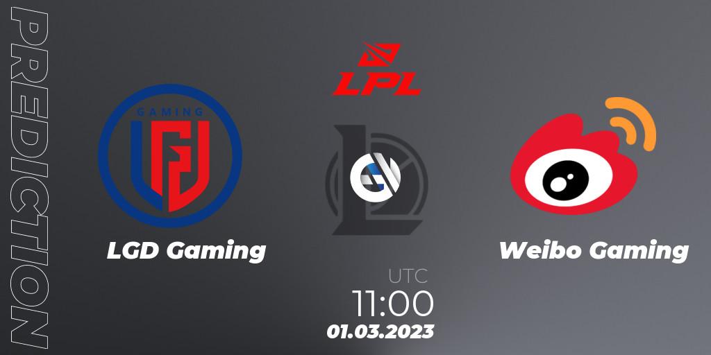 LGD Gaming - Weibo Gaming: прогноз. 01.03.2023 at 12:00, LoL, LPL Spring 2023 - Group Stage