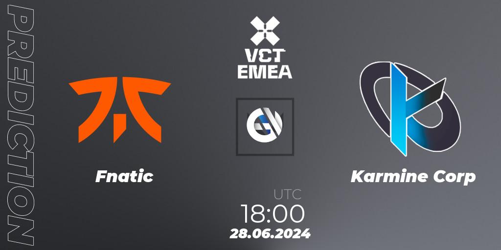 Fnatic - Karmine Corp: прогноз. 28.06.2024 at 19:00, VALORANT, VALORANT Champions Tour 2024: EMEA League - Stage 2 - Group Stage